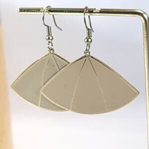 Geometric Fan Shape Earrings, Modern Minimalist Dangle Earrings, Gold Accent